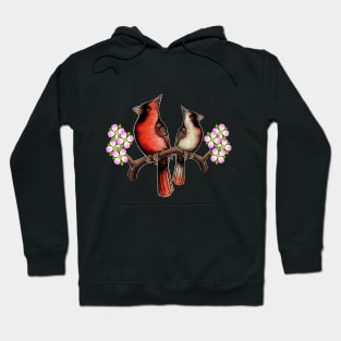 Red Cardinal dogwood flower North Carolina Virginia male female birds Hoodie